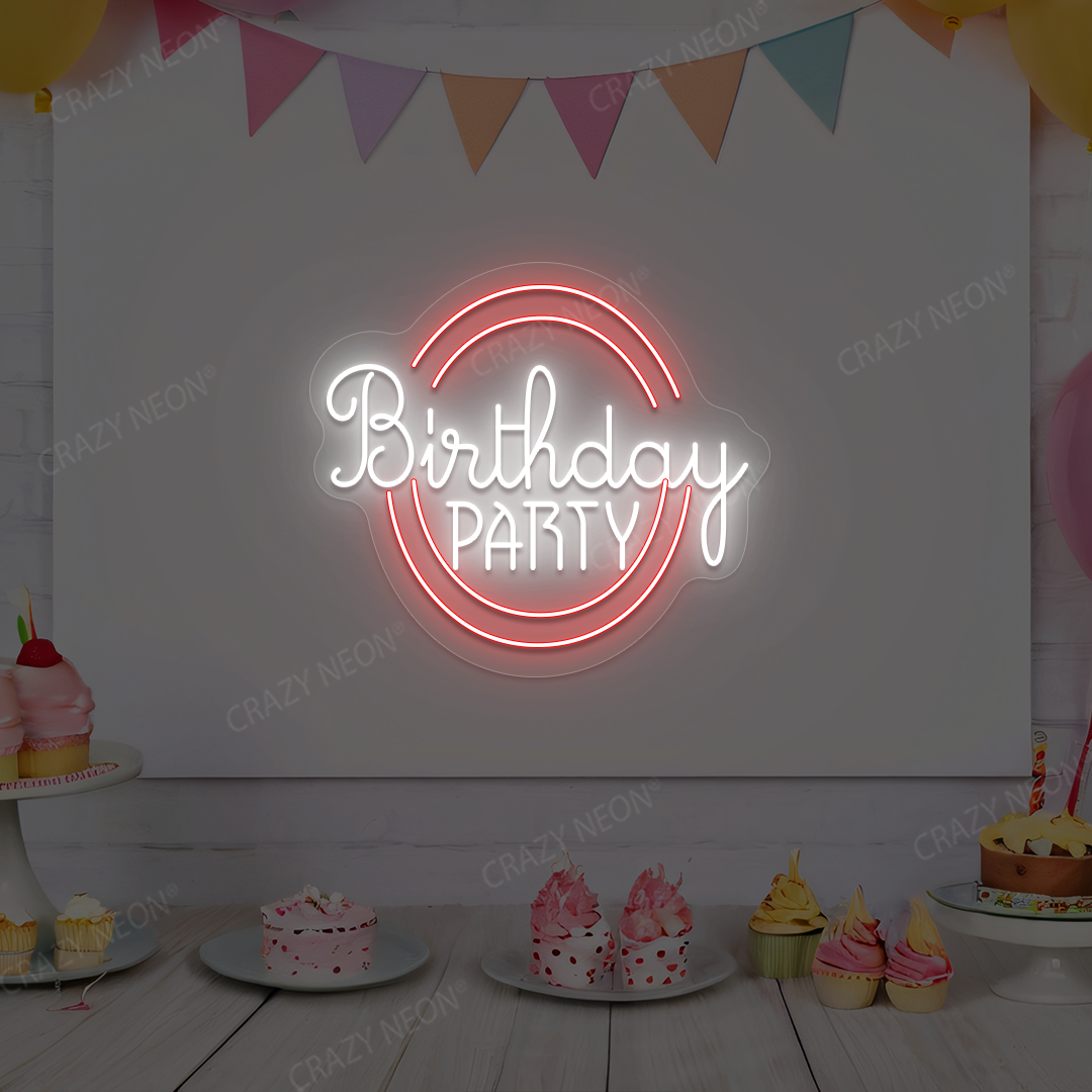 Birthday Party Glow Neon Sign | Red