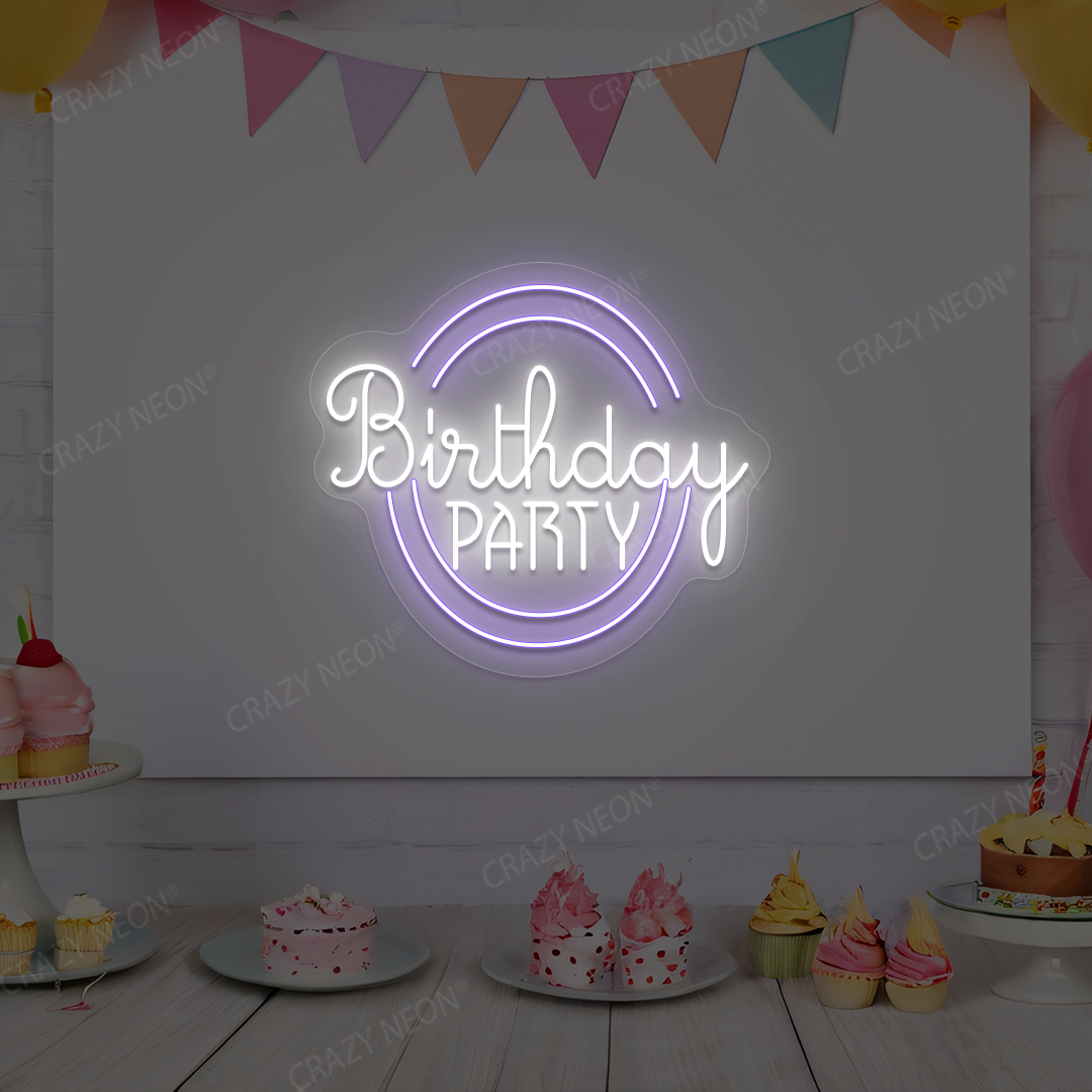 Birthday Party Glow Neon Sign | Purple