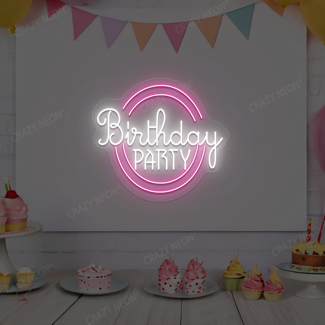 Birthday Party Glow Neon Sign | Pink