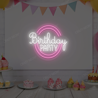 Birthday Party Glow Neon Sign | Pink
