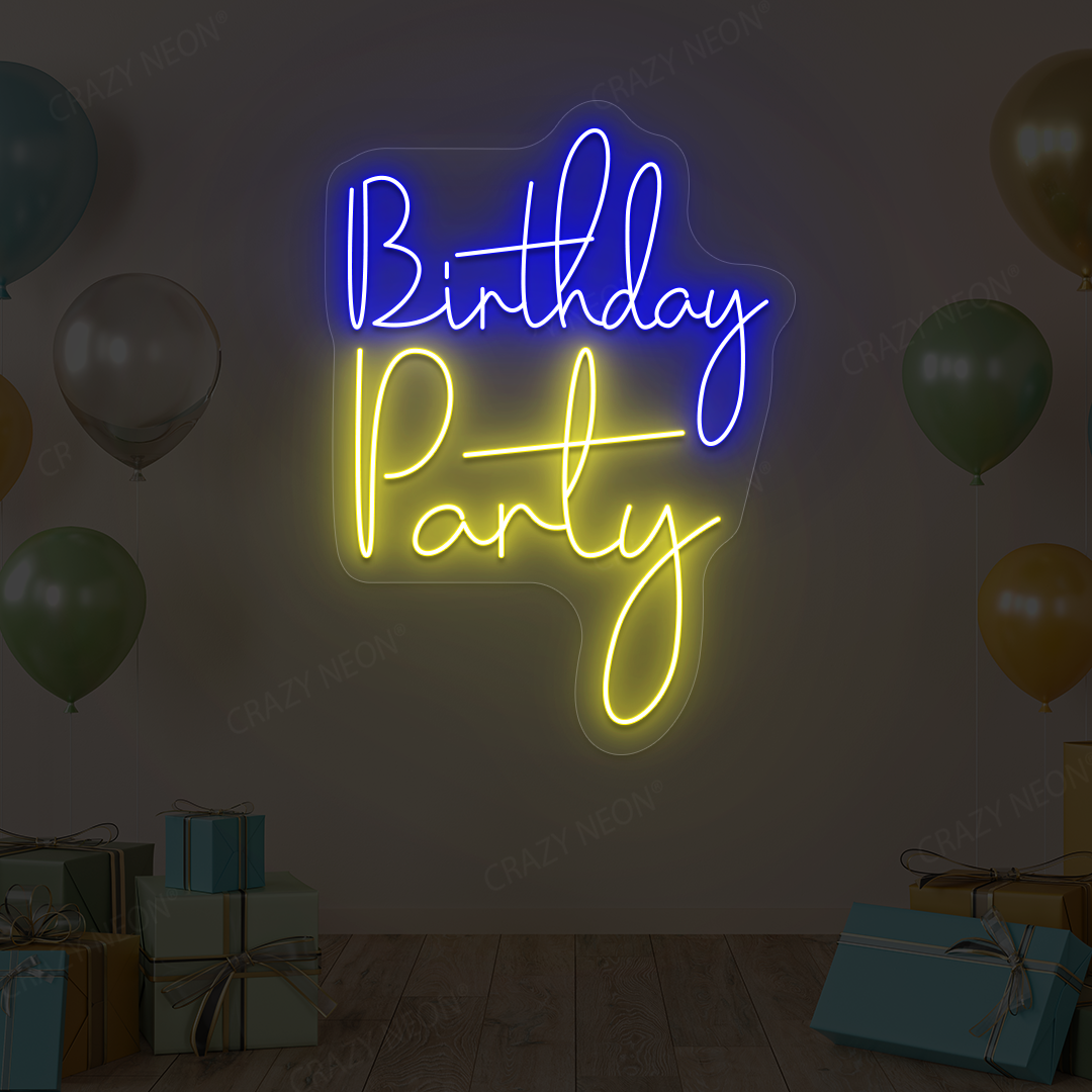 Birthday Party Neon Sign | Yellow