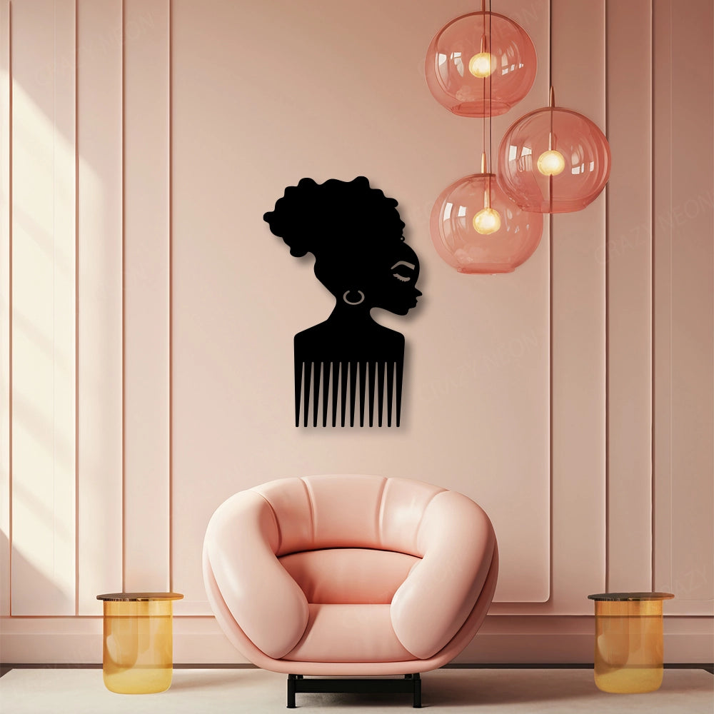 Afro Comb Metal Sign