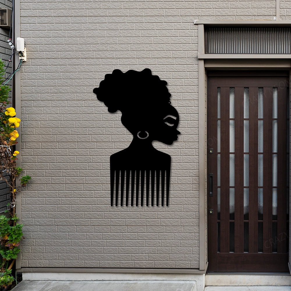 Afro Comb Metal Sign