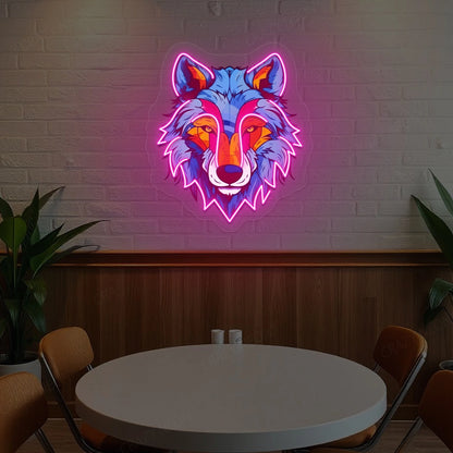 wolf head Artwork Neon Sign | pink 