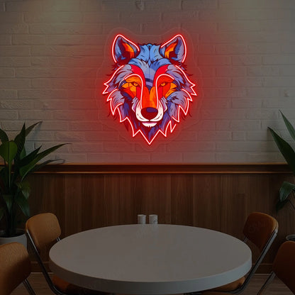 wolf head Artwork Neon Sign | Red 