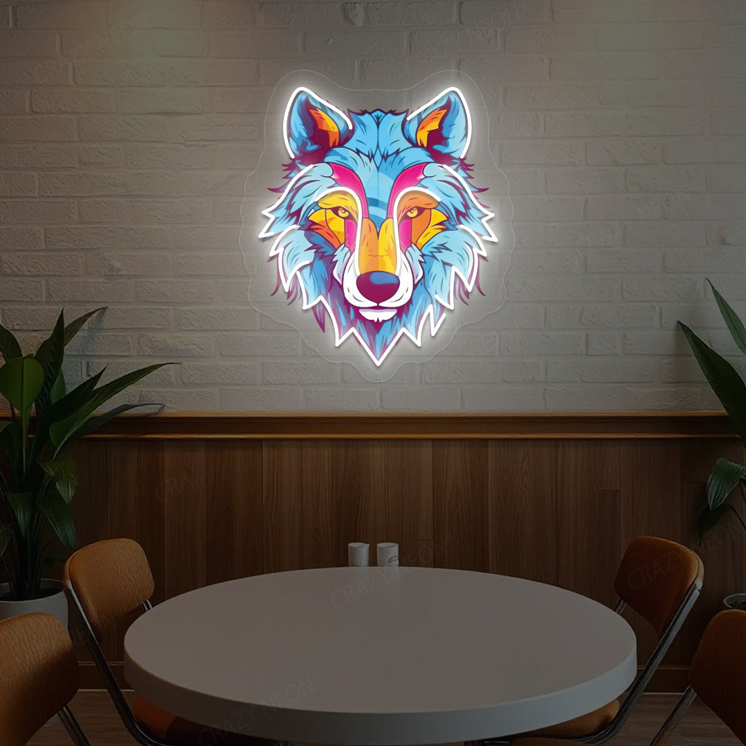 wolf head Artwork Neon Sign | Warm White 