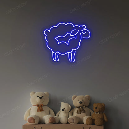 Sheep Icon Neon Sign | Blue