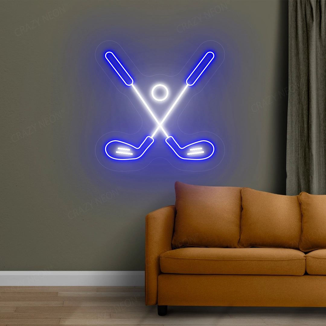 Golf Stick and Ball Neon Sign | Blue