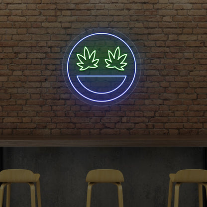 Smiley Weed Neon Sign | blue