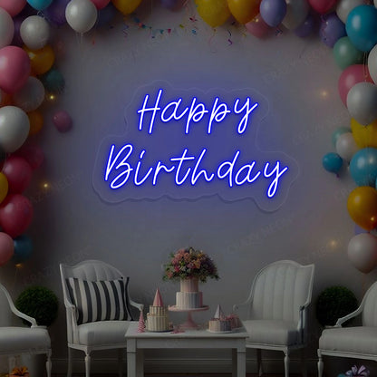 Happy Birthday Neon Sign | Blue