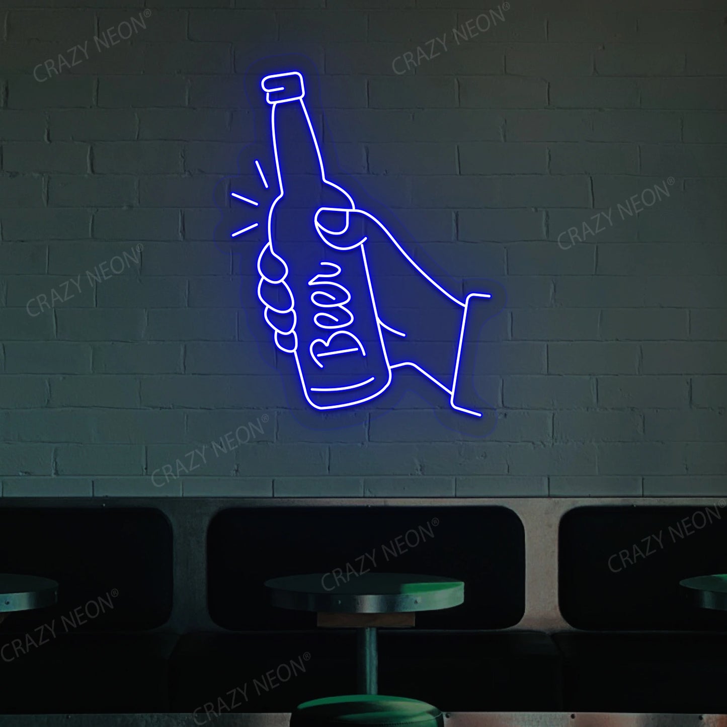 Hand Holding A Beer Neon Sign