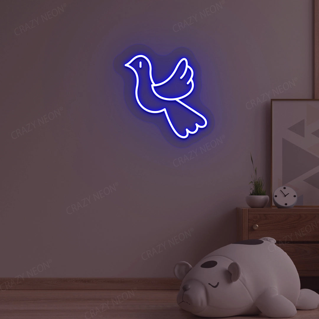 Dove Bird Neon Sign | Blue