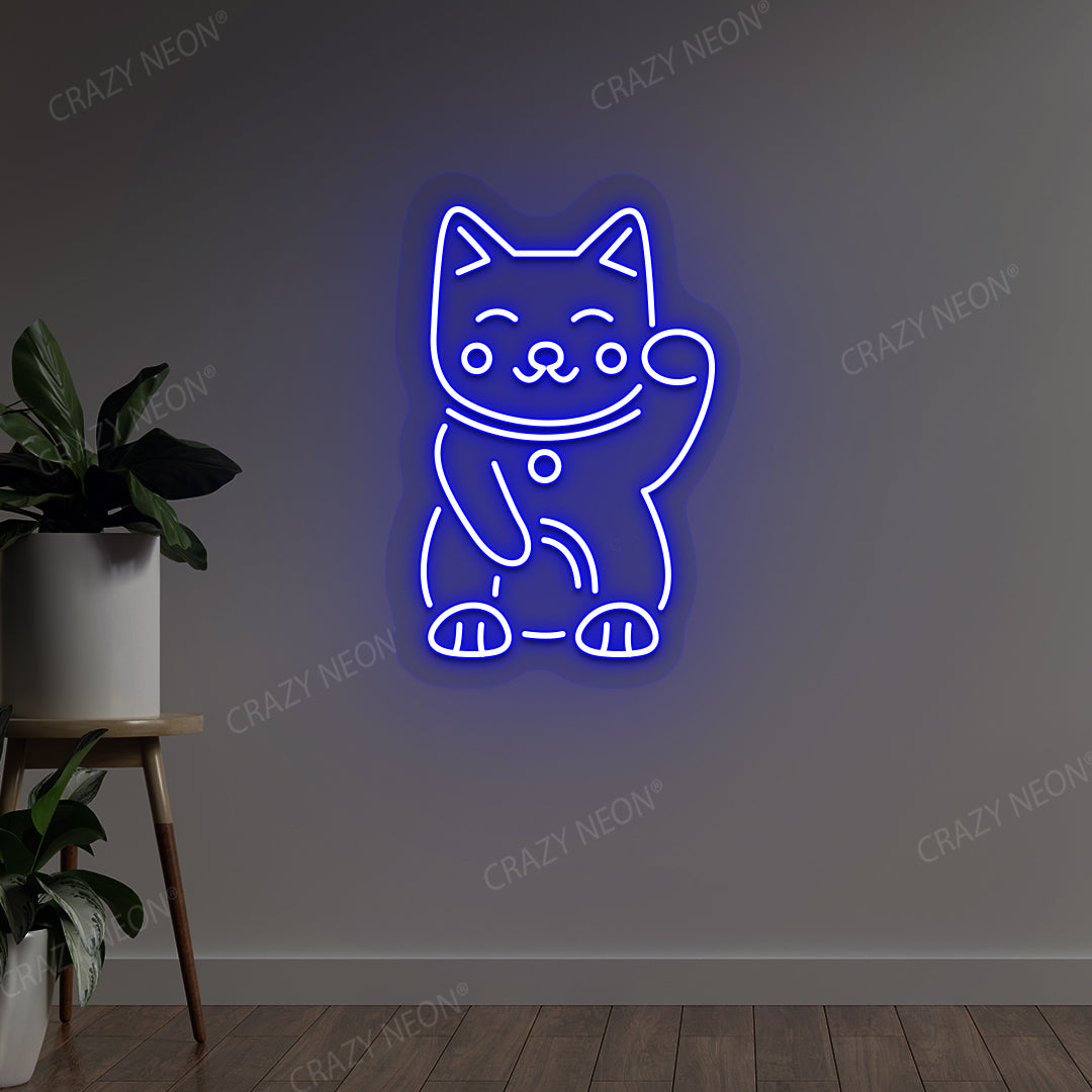 Charming Cat Neon Sign | Blue