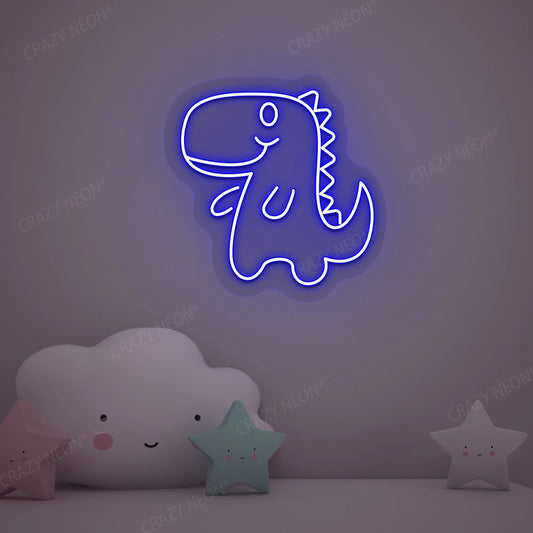 Cute Little Dinosaur Neon Sign | Blue