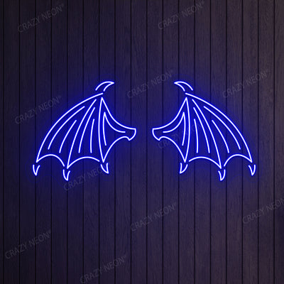 Bat Wings Neon Sign | Blue