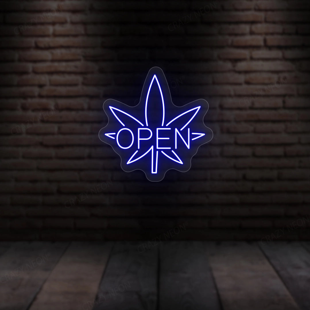 Weed Open Neon Sign | Blue