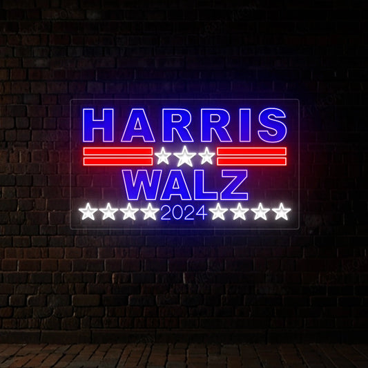 Harris Walz 2024 Political Neon Sign