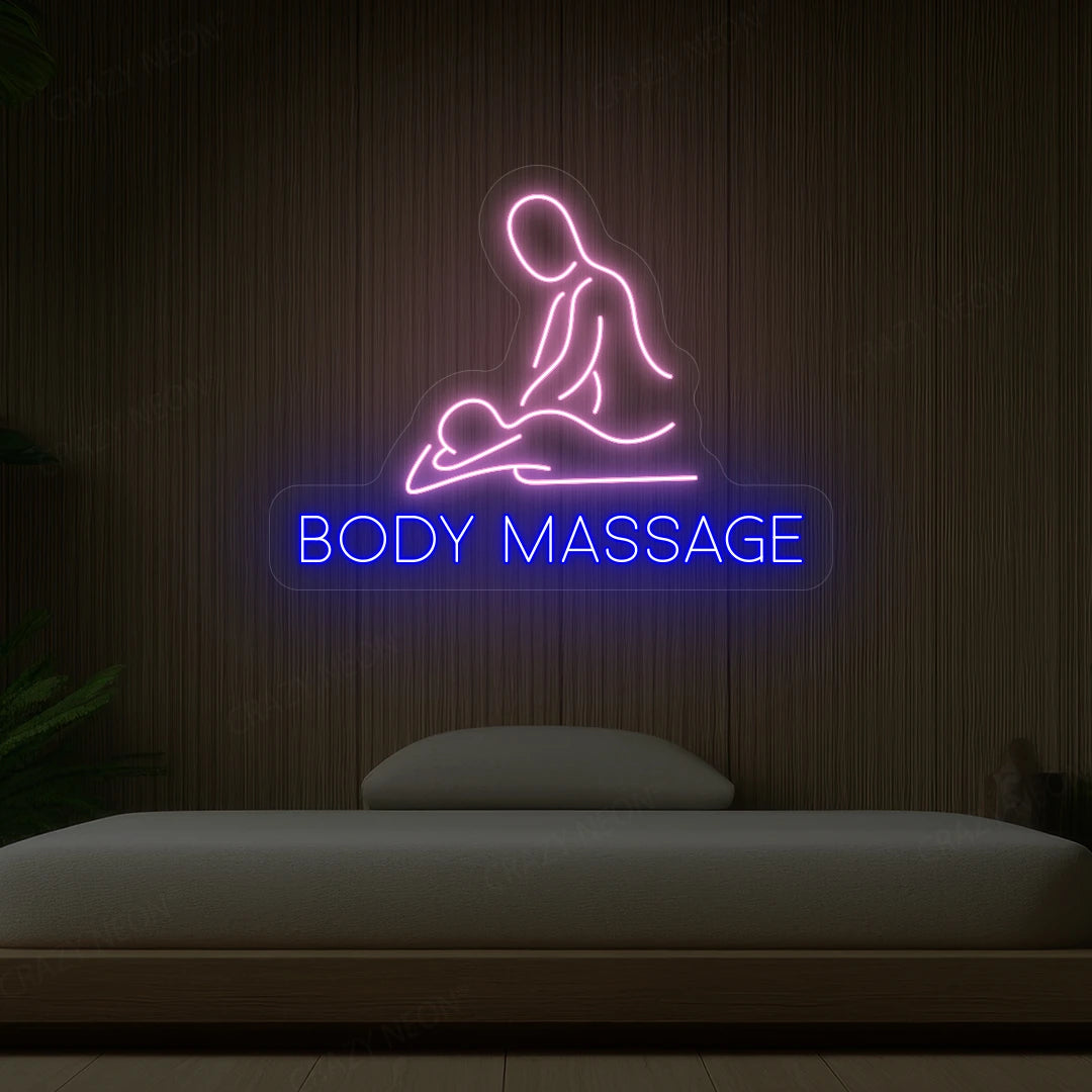 Body Massage Neon Sign | Blue