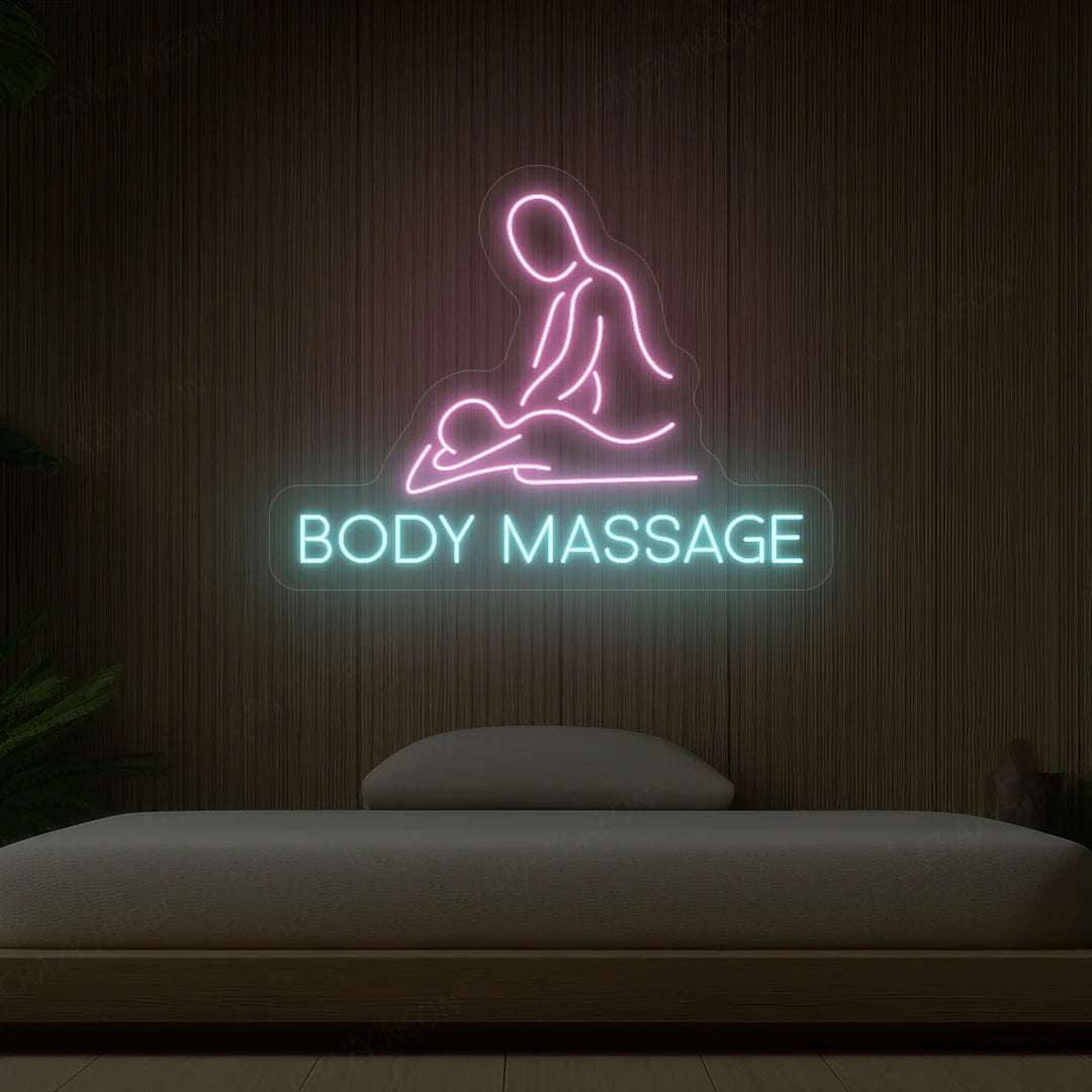 Body Massage Neon Sign | Iceblue