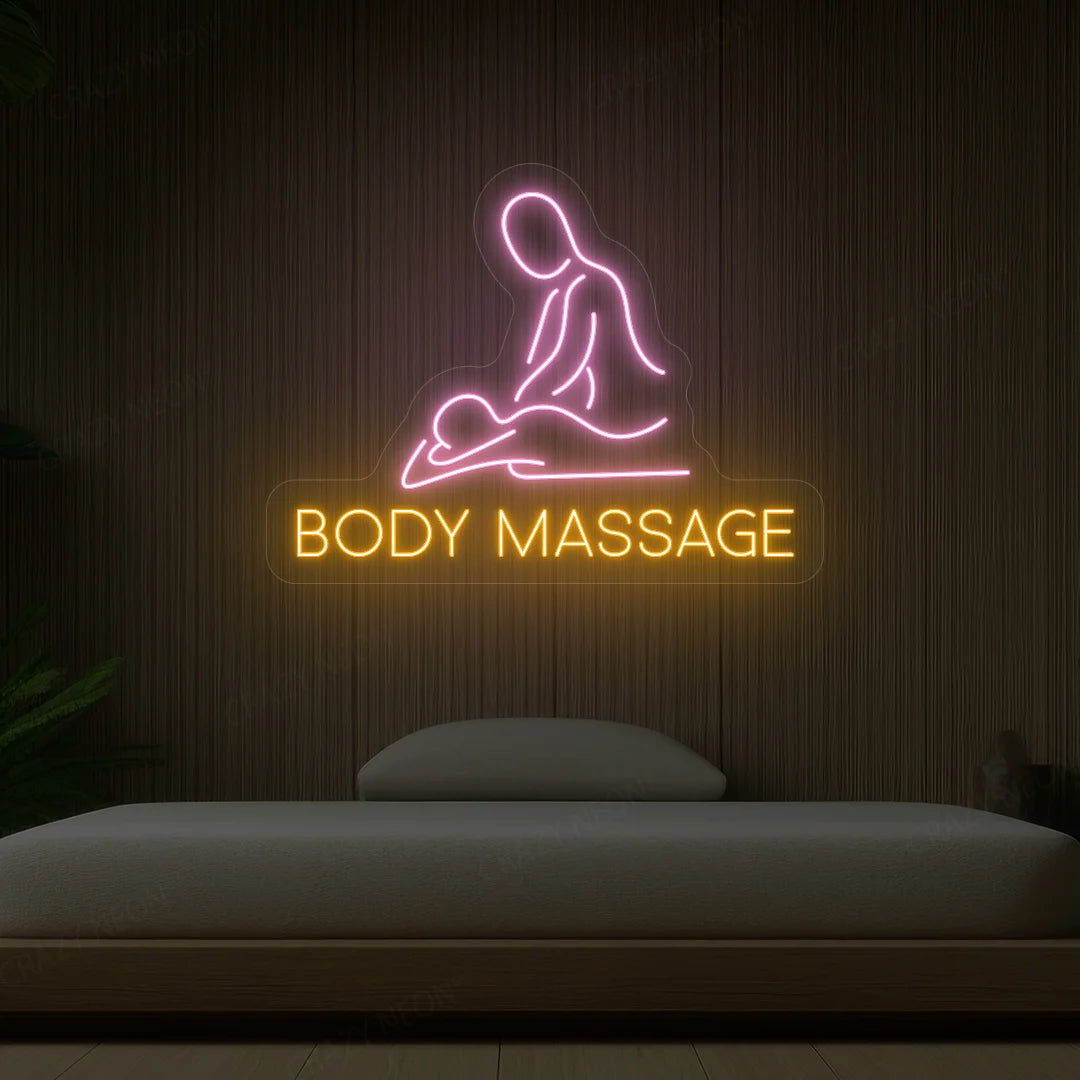 Body Massage Neon Sign | Orange