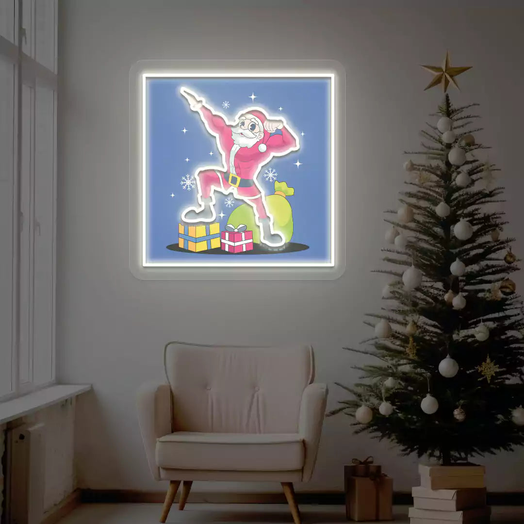 Santa Muscle Flex Neon Artwork | Warmwhite