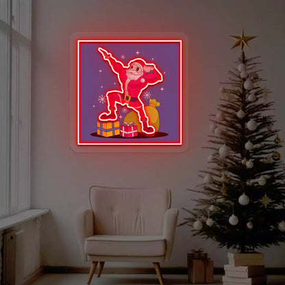 Santa Muscle Flex Neon Artwork | red