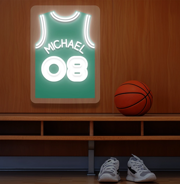 Personalized BOS Jersey Basketball Neon Artwork Sign