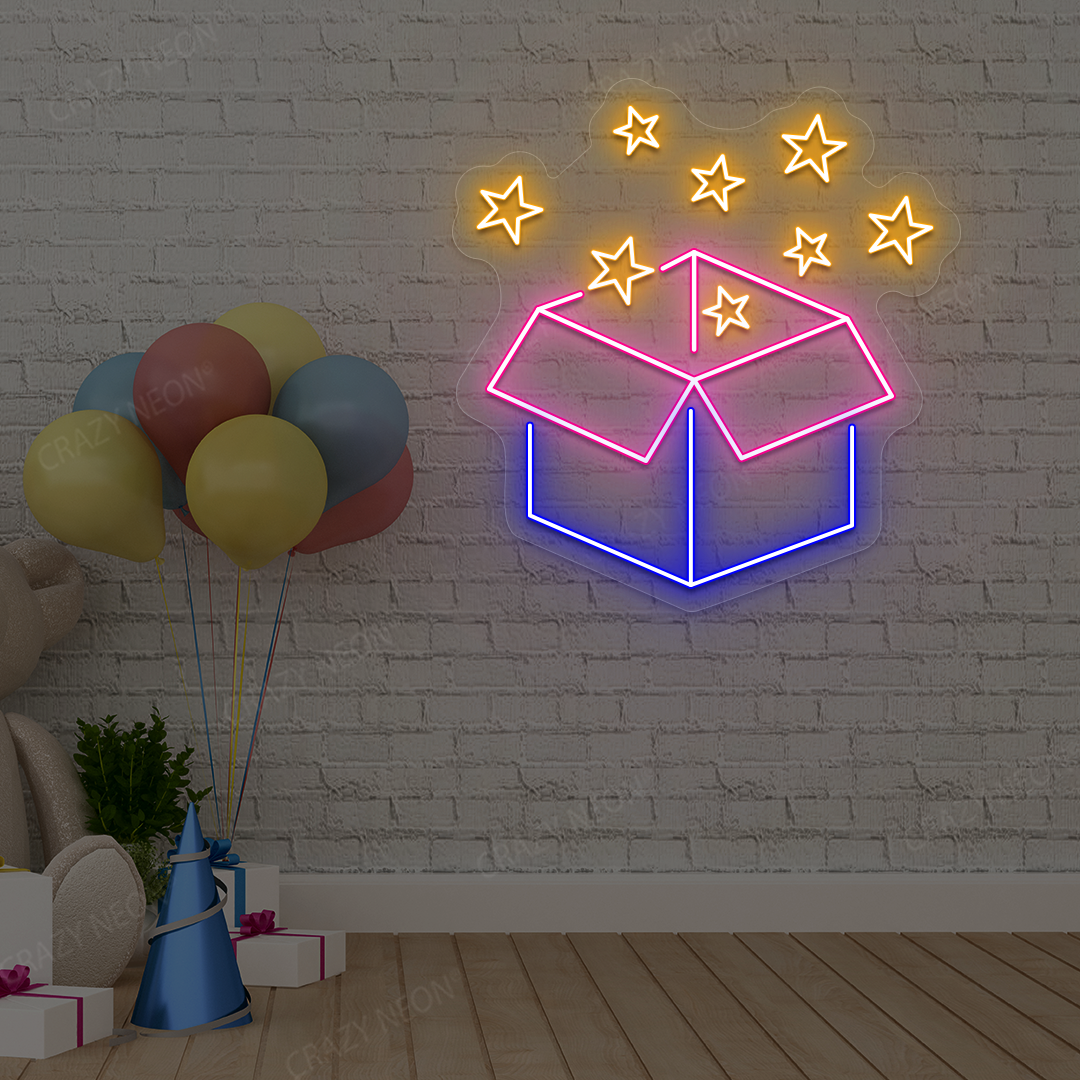 Surprise Gift Box Neon Sign | Pink