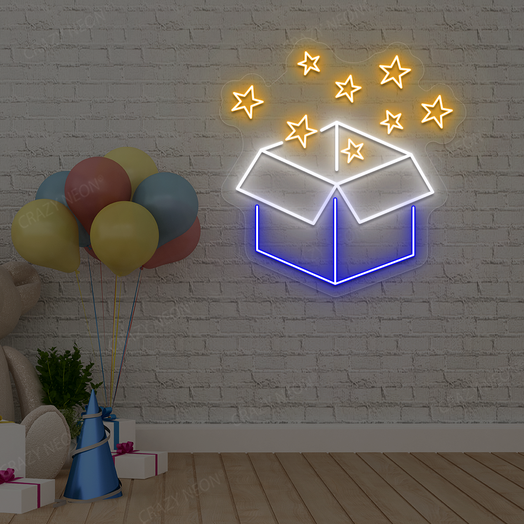 Surprise Gift Box Neon Sign | White