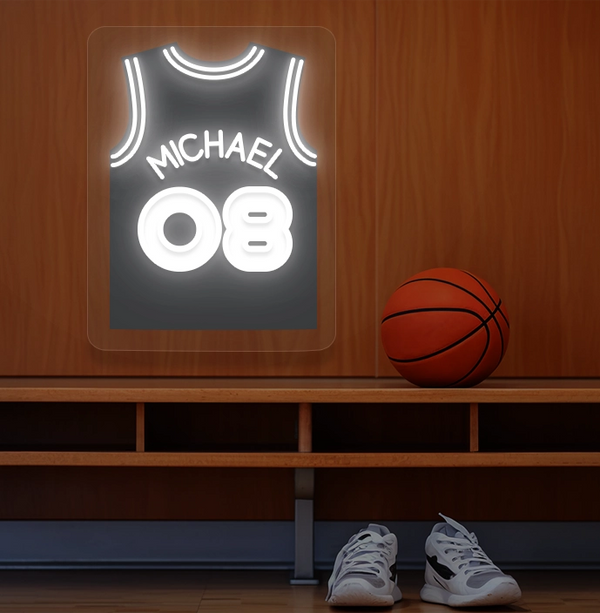 Personalized BKN Jersey Basketball Neon Artwork Sign
