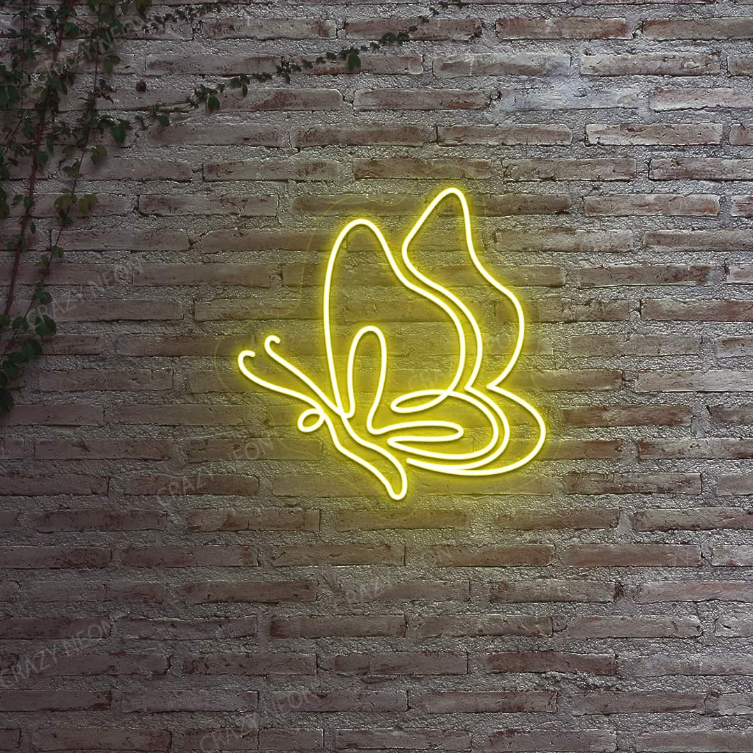 Elegant Butterfly Neon Sign | Yellow