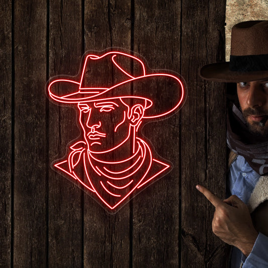 Hat Brim Cowboy Neon Sign | Red 