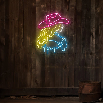 Hat Brim Cowboy Neon Sign | Pink 