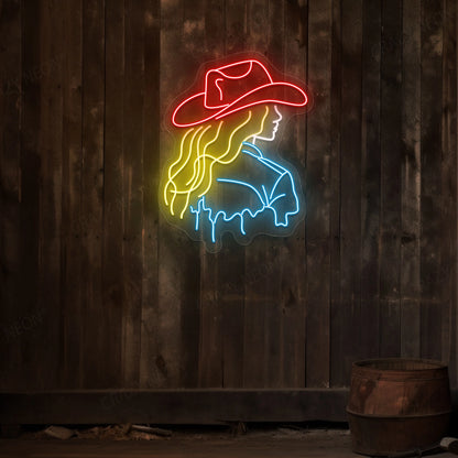 Hat Brim Cowboy Neon Sign | Red