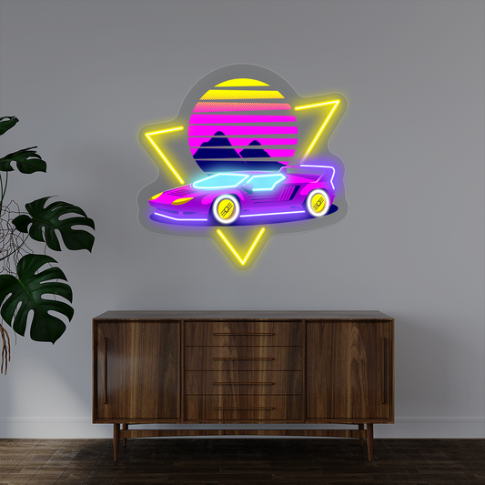 Summer Vibes With Car Neon Artwork