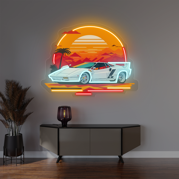 Sunset With Car Neon Artwork Sign