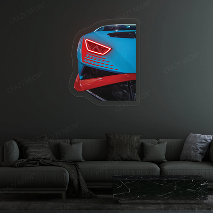 Lambo Huracán STO Headlight Neon Artwork | Red