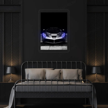 LaFerrari Hypercar Headlight Neon Artwork | Blue