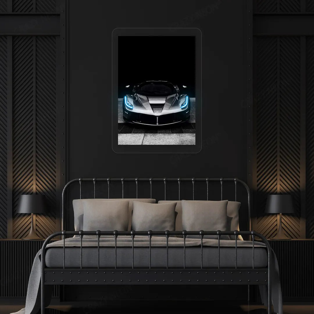 LaFerrari Hypercar Headlight Neon Artwork | Iceblue