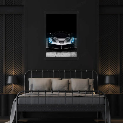 LaFerrari Hypercar Headlight Neon Artwork | Iceblue