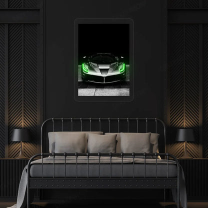 LaFerrari Hypercar Headlight Neon Artwork | Green