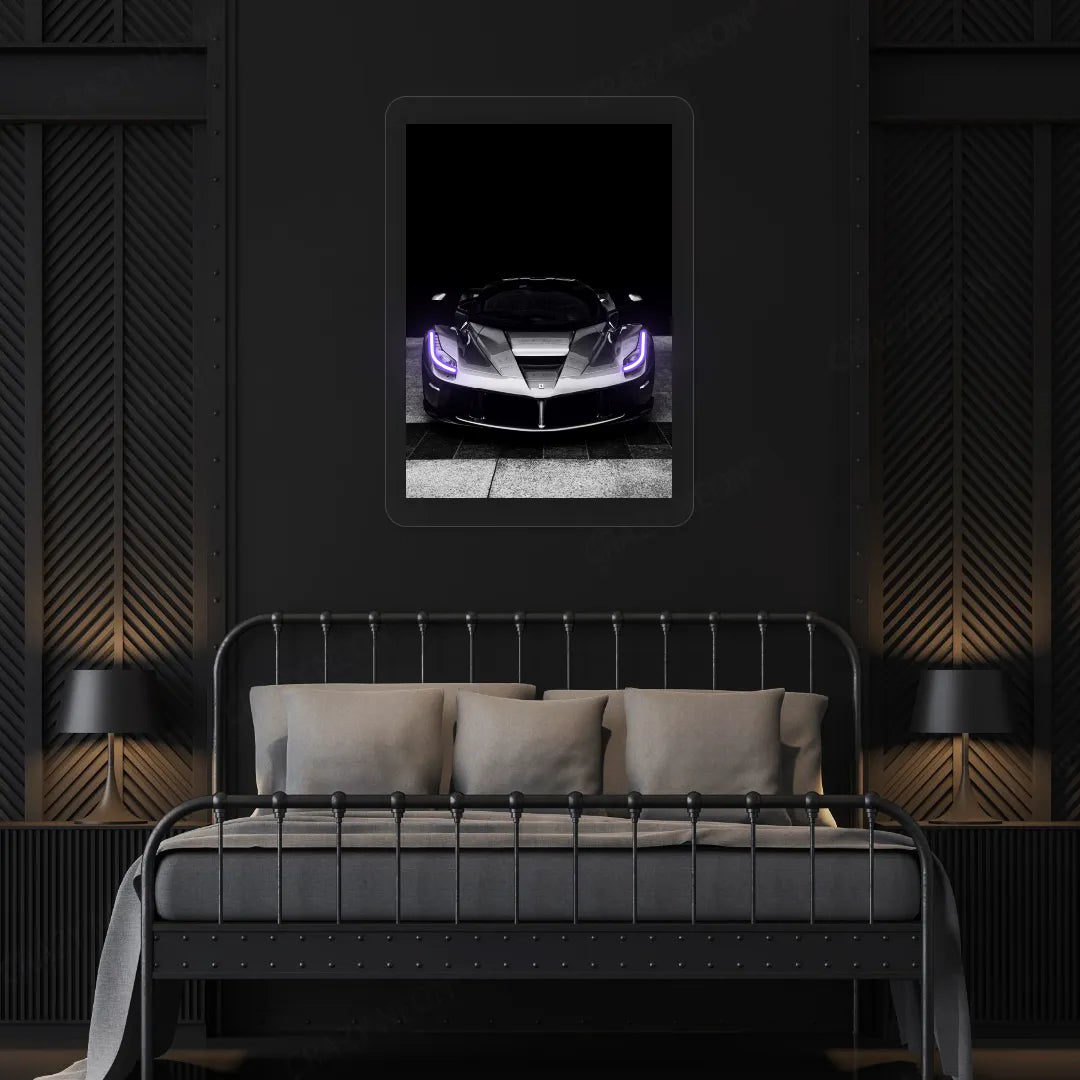 LaFerrari Hypercar Headlight Neon Artwork | Purple