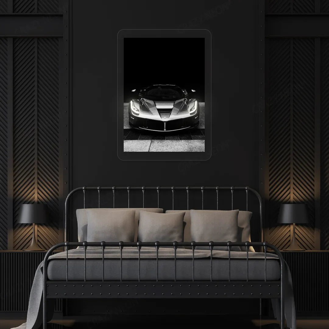 LaFerrari Hypercar Headlight Neon Artwork | White