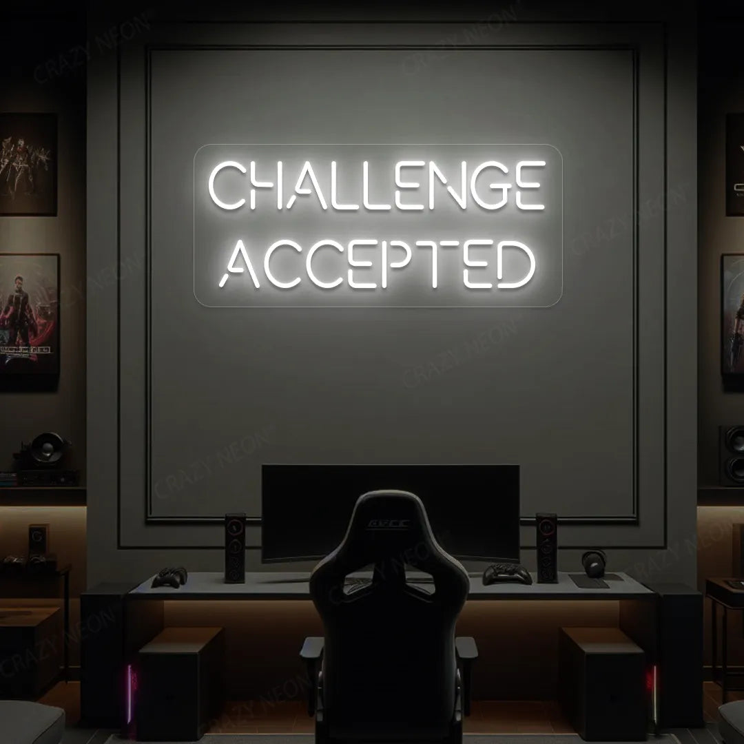 Challenge Accepted Neon Sign | White
