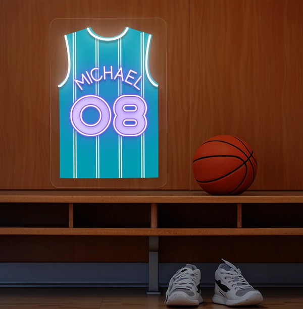 Personalized CHA Jersey Basketball Neon Artwork Sign