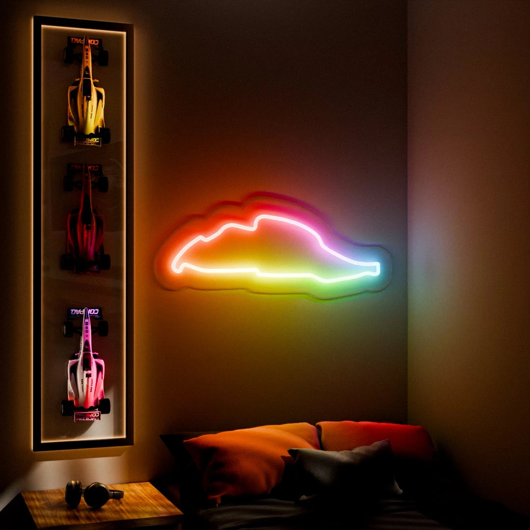 RGB Flow Gilles Villeneuve Grand Prix Circuit LED neon wall sign in red yellow and blue