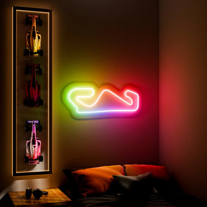 RGB Flow Circuit De Catalunya Grand Prix LED neon wall sign in red blue and yellow