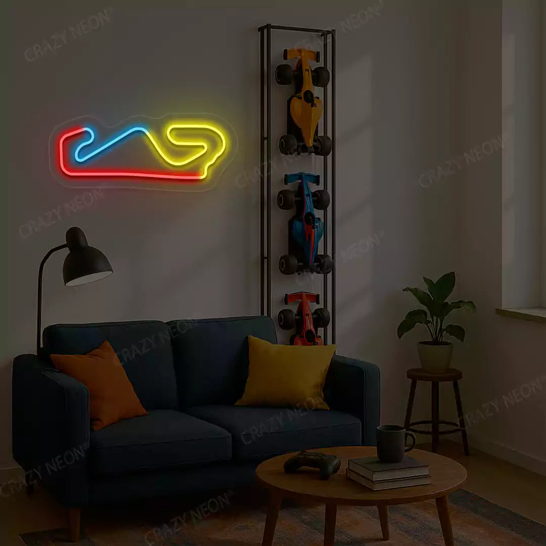 Multicolor Circuit De Catalunya Grand Prix LED neon wall sign in red blue and yellow