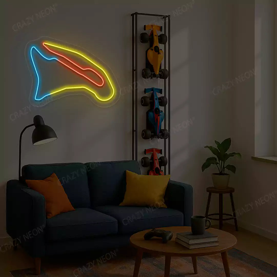Multicolor Magny Cours Grand Prix Circuit LED neon wall sign in blue red and yellow