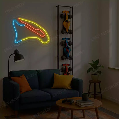 Multicolor Magny Cours Grand Prix Circuit LED neon wall sign in blue red and yellow
